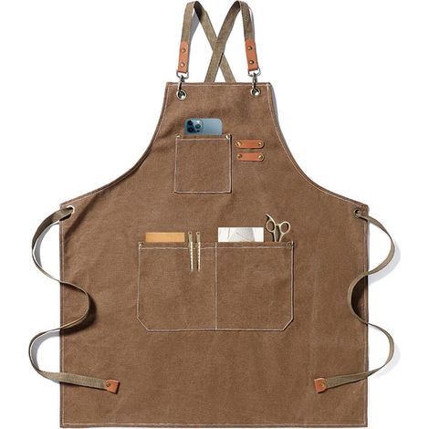 Tablier de Travail Homme Lourde en Toile avec 3 Poches, Réglable - pour Cuisine, Barbecue, Soudure et Atelier (1/5)