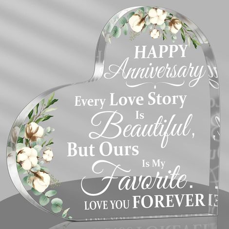 Plaque cœur acrylique romantique, cadeau mariage et anniversaire Souvenir tendre pour épouse, mari, petit ami, petite amie Style amour universel (1/5)