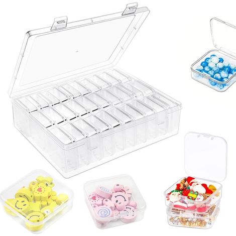 Lot de 31 petites boîtes rangement perles couvercle 5,5x5,5x2cm mini boîte (1/3)