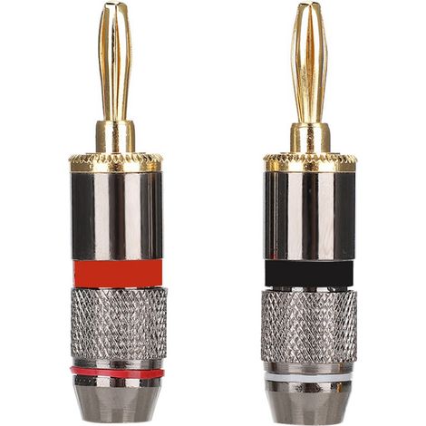 Connecteur audio cuivre pur plaqué or 24K pour câble enceinte, fiche banane, haut-parleur (1/5)