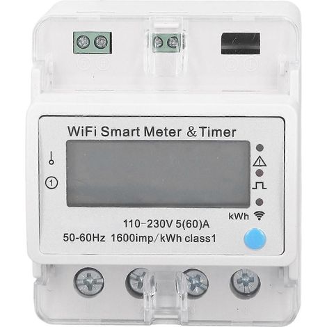 Intelligenter Energiezähler mit DIN-Schienen-Digitalanzeige, WLAN-fähiger Smart-Energy-Monitor-Schalter, Wechselstrom 110 V