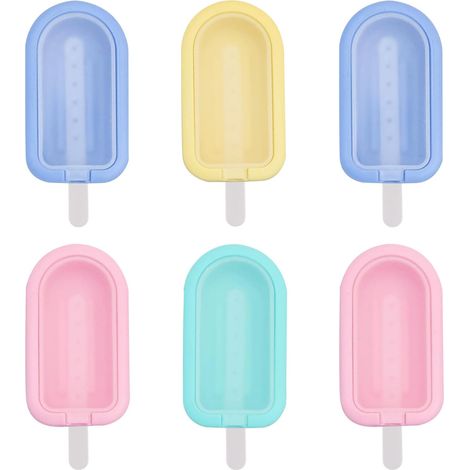 Moules à glace, moules à glace en silicone avec couvercles en silicone et bâtonnets en silicone pour desserts et glaces faits maison, 6 pièces
