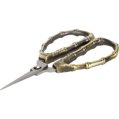 Ciseaux de couture rétro à motif bambou, en acier inoxydable, pour loisirs créatifs et bricolage. (1/5)