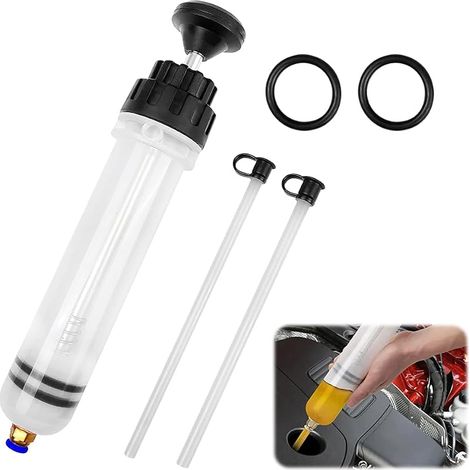 Seringue a Huile 200ml, Pompe d'Aspiration Pompe Vidange Huile Moteur Extraction Liquide de Frein avec Tuyau et Joint, Huile Aspiration Seringue pour Le Liquide de Frein Transmission (1/5)