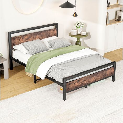 Doppelbett 140x190 cm aus Metall und MDF, mit Lattenrost HAVRYA (1/5)