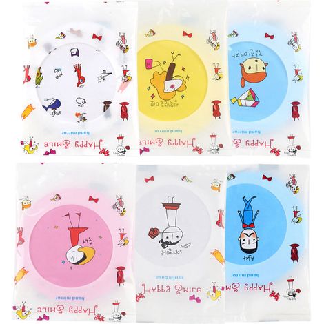 Miroir de Vanité Portable Mini Cartoon, Miroir Rond Compact en Fer et Verre, 22g, Cadeau pour Noël Mariage Colorful Bag Pattern (1/5)