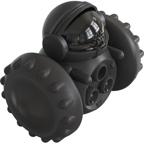Distributeur de friandises et jouet robotisé convenant aux chiens, chiots, cochons, lapins, chats et autres petits animaux. Fonctionne sans piles (noir). (1/5)