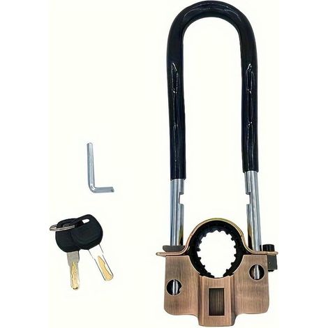 Antivol Portable Robuste en U ZBDZSW pour vélos et Motos - Acier Inoxydable avec Manchon Silicone résistant aux coupures effractions, Anti-poussière (1/5)