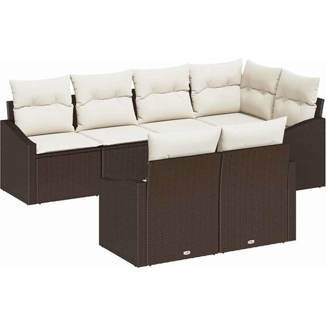 Maison Exclusive - Gartensofa-set mit Kissen 7 pcs Braun und Weiß