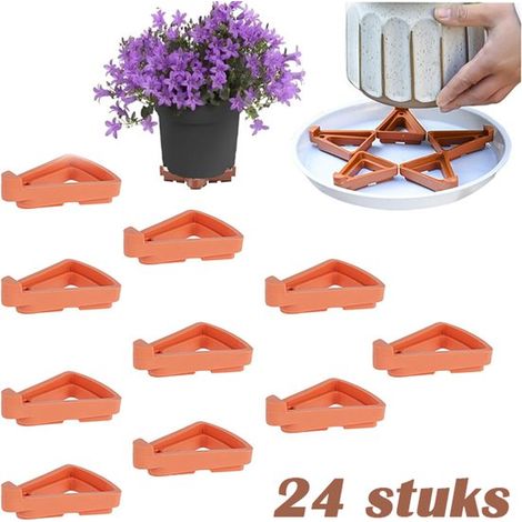Pieds de pot de fleurs 24 pièces – Supports triangulaires antidérapants et respirants – Rehausseurs pour pots et conteneurs – Pour plantes intérieur et extérieur – Rouge brique (1/5)
