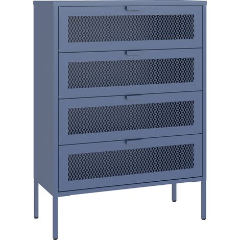 Scarpiera EMMA a 4 ante in metallo grigio-blu