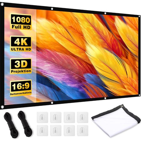 Écran de Projection 120 Pouces 16:9 HD - Portable Pliable Extérieur pour Vidéoprojecteurs Écran, Double Face Anti-Plis Projection pour Cinéma Maison Commercial Fête, Projector Screen 265x150cm (1/5)
