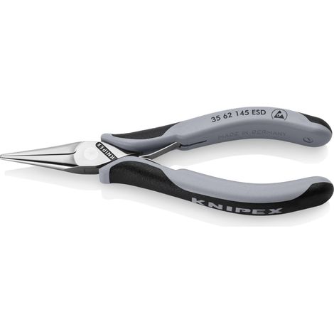 Pince de préhension pour l'électronique ESD avec charnière entrepassée polie miroir avec poignées multimatières 145 mm, 35 62 145 ESD (1/4)