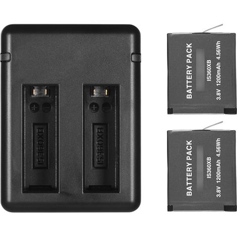 Kit de chargeur de batterie portable double pour appareil photo avec 2 batteries rechargeables, câble USB et voyant lumineux pour un appareil photo X. (1/4)