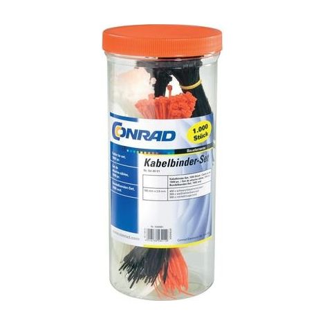 Assortimento di fascette per cavi TRU COMPONENTS 1570089 1000 pz. 100 mm 2.50 mm Nero, Rosso, Naturale