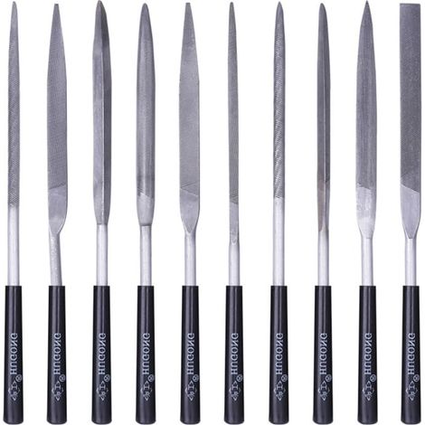 Lot de 10 mini-limes aiguilles pour bois, métal, plastique, petites limes, pour le durcissement des alliages d'acier (1/4)