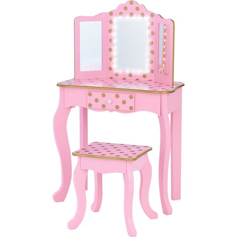 Teamson Kids Imitacion Tocador Espejo Y Luz LED Para Niños Rosa/Oro-Rosa TD-11670LL (1/5)