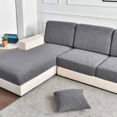Housse de canapé élastique intégrale - Housse de canapé jacquard unie (Dimensions : largeur 50-65 cm, longueur 150-190 cm, hauteur 5-20 cm) (1/4)