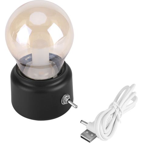 Jeffergarden Kreatives Retro-LED-Nachtlicht, USB-wiederaufladbar, Schwarz