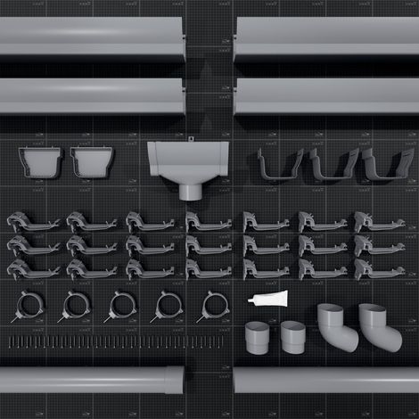 Kit gouttière PVC double profil dév 300 mm - Long. 8 m - Gris