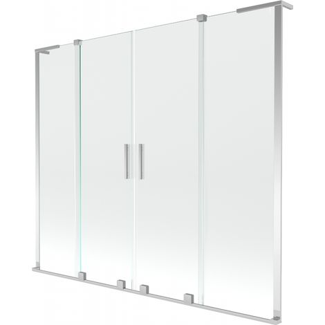 Paroi de baignoire Mexen Velar L Duo 2 volets coulissants 170 x 150 cm, transparent, chrome - 896-170-003-02-01 (1/2)