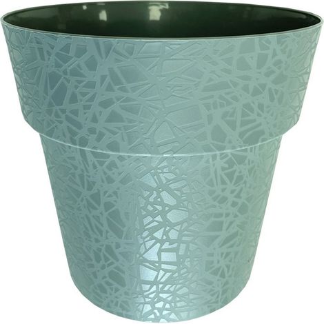 Pot de fleur RIVIERA Terea Ø 58 cm vert argile à relief géométrique lisse