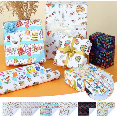 Papier d'emballage - Double face - Kraft - 70 x 50 cm - Pour cadeaux fêtes anniversaires Noël - 80 g/m² - 1 feuille (1/4)