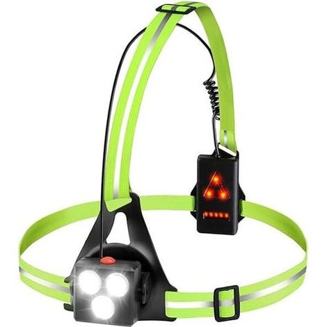 Lampe Course à Pied - Lampe de Course à Pied LED Rechargeable par USB pour Boitrine, réglable à 120°, 500 lumens, Éclairage avec Bandes réflécissessants (SKU produit : 95331023 SKU Offre : 25317TD16) (1/4)