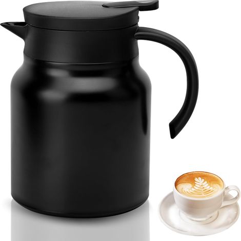 Théière Isotherme avec Passoire à Thé, 1L Thermos Café en Acier Inoxydable, Double Couche Thermos Thé, Bouilloire à Thé pour Café, Thé, Lait (1/5)