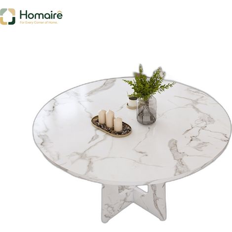 Table à manger modulable, blanche, en blanc bois 120 x 120 x 76 cm HOMAIRE (1/5)