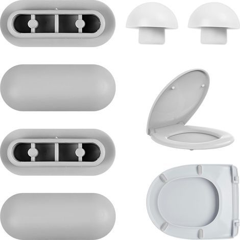 Tampon Abattant WC,Lot de 6 patin Abattant WC,Tampon Abattants WC pou la Maison Le Bueau l'hôtel,4 Tampons Anneaux+2 Tampons Couvecle(Blanc) (1/4)