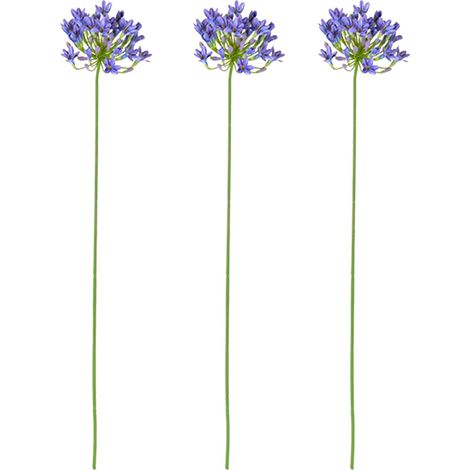 Fleurs d'agapanthe artificielles violettes, lot de 3, fausses compositions florales pour la décoration intérieure et les mariages (1/5)