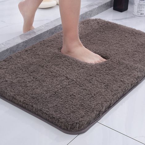 Tapis Douche Absorbant Extra Doux Microfibre Haute Qualité 40x60 cm Antidérapant Lavable Machine Séchage Rapide Pour Salle de Bain Moderne (1/5)