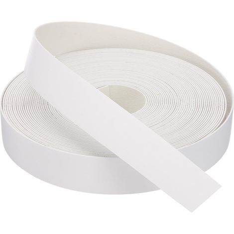 Bande de Chant 15 Mètre x 28mm, Bande Bordure Meuble Masquage Préencollé en PVC, Placage Contreplaqué Flexible avec Adhésif Thermofusible pour Bords Meuble Étagère Panneaux, Blanc (1/5)