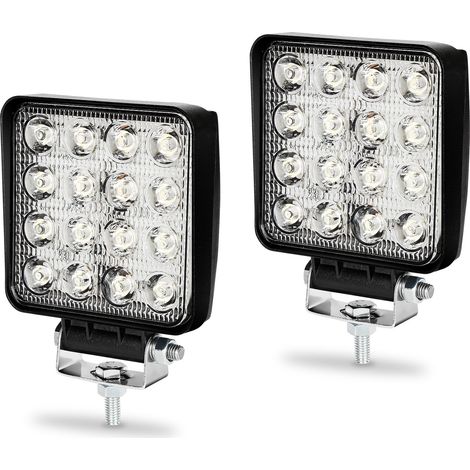 SWANEW Faro da Lavoro 2 X 48W Piazza Fari Led 12V 24V Fari di Profondità Impermeabile IP67 Luci di Lavoro Fuoristrada per Moto Auto ATV SUV Trattore 6500K (1/5)