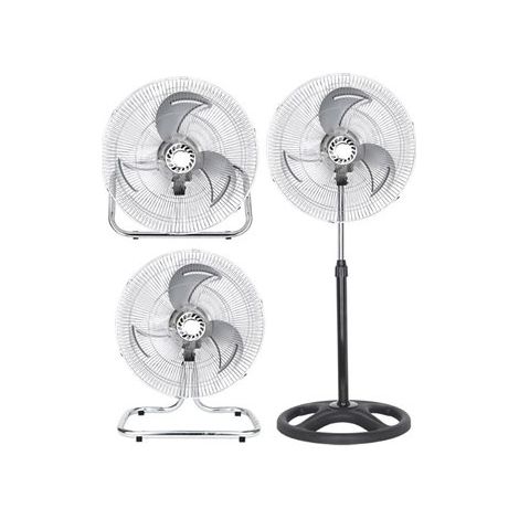 FABRILAMP RECIO ventilador 3 en 1 industrial para interior, motor AC 70 W, 3 aspas aluminio, 50 cm, 3 velocidades, oscilante, orientable, negro/plata (1/9)