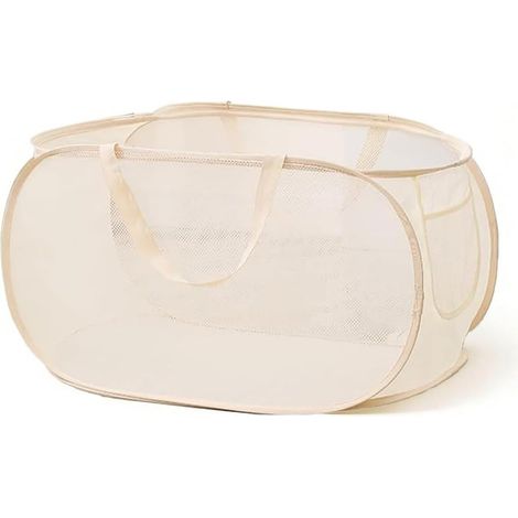 1 Panier à linge, Maille respirante, Cadre métal, 75L, Salle bain, Chambre, Voyage (1/5)