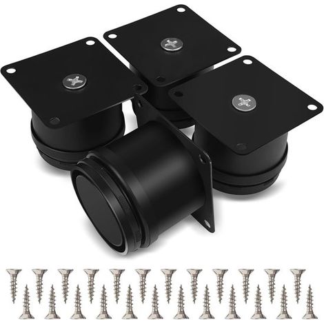 Set di 4 pezzi di gambe rotonde per divano, piedini per struttura letto, gambe regolabili per mobili, protezioni per gambe di sedie, gambe per mobili in acciaio inossidabile, nere (1/5)