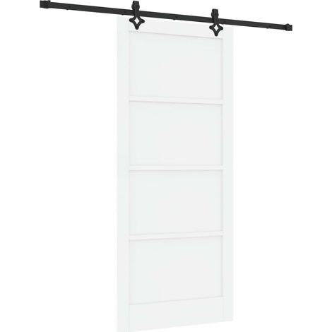 Schiebetür 93 x 211 cm Holzwerkstoff Weiß und Schwarz vidaXL (1/5)