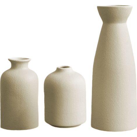 Set aus 3 Keramikvasen, verdickter Boden, milchweiß (1/5)