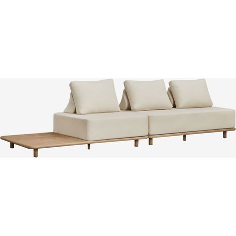 Canapé modulable avec méridienne 2 pièces et table d'appoint en acacia Portet SKLUM (1/5)