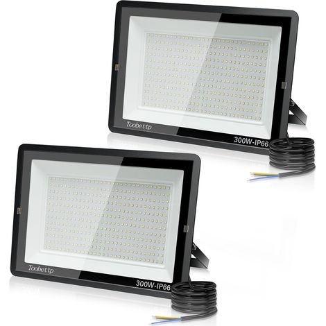 2PCS 300W Projecteur LED Extérieur, Spot LED Exterieur 30000LM Super Lumineux 6500K Blanc Froid Éclairage de Sécurité Extérieur IP66 Imperméable pour Garage Jardin Terrasse Parking (1/5)