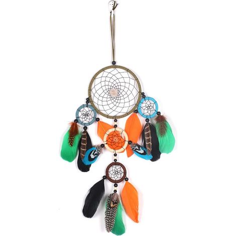 Attrape-Rêves Fait Main - Anneau En Fer Et Plumes - Décoration Murale Ethnique - Cadeau Pour Chambre - 1 Pièce