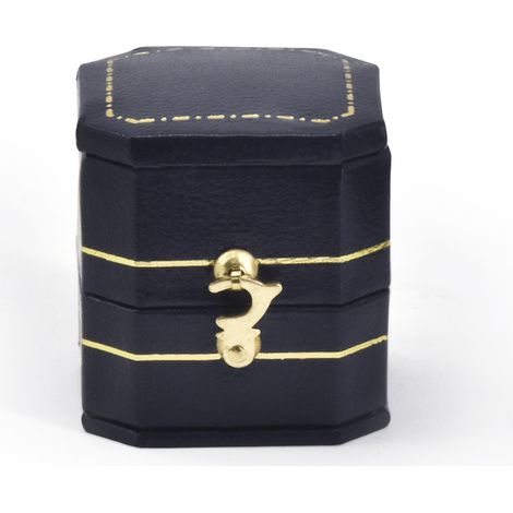 Boîte à bagues vintage bijoux présentoir organisateur boîte sortie en cuir PU(bleu) (1/5)