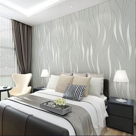 Papiers peints 3D modernes en Matériaux sains et insipides revêtement mural pour Salon TV Fond 9.5M X 0.53M Gris Argenté (1/4)