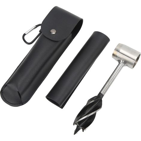 Ensemble de clé à tarière manuelle en acier inoxydable, multifonctionnel et portable, avec sac de rangement, étui et pochette en cuir PU noir. (1/5)