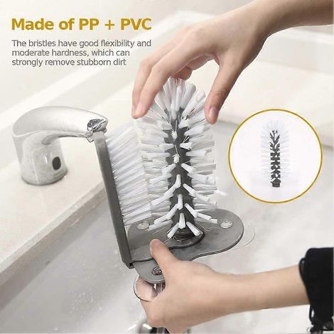 Brosse de nettoyage 2 en 1 pour verres à vin, verres et ballons de football, avec ventouse et fonction ventouse. 360° T0O5 (1/5)