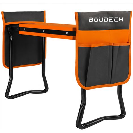 Ergogard - Tabouret à genoux multifonction 2 en 1 pour jardinage avec sac porte-outils noir et orange