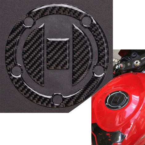 Convient aux modèles Suzuki GSX-R, GSX-R 600, 750 et 1000 : Autocollant de bouchon de réservoir de carburant en fibre de carbone véritable pour la modification de motos.