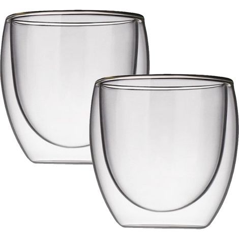 Verres Double Paroi 2 pièces – Tasses Espresso 80ml – Verre Thermique – Borosilicate – Lave-Vaisselle (1/5)